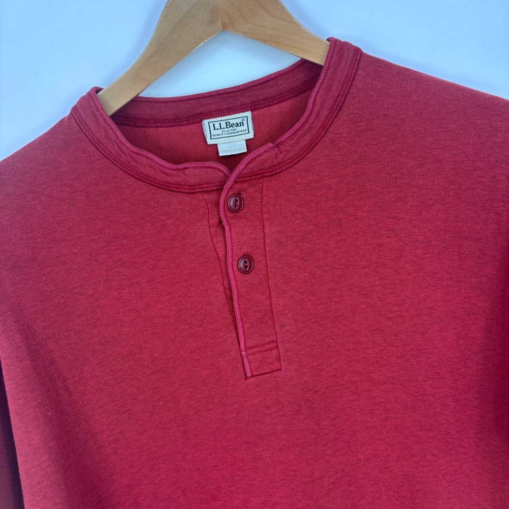 Vintage LL Bean River Driver Henley Shirt Mens Large Red Thermal Made In Canada